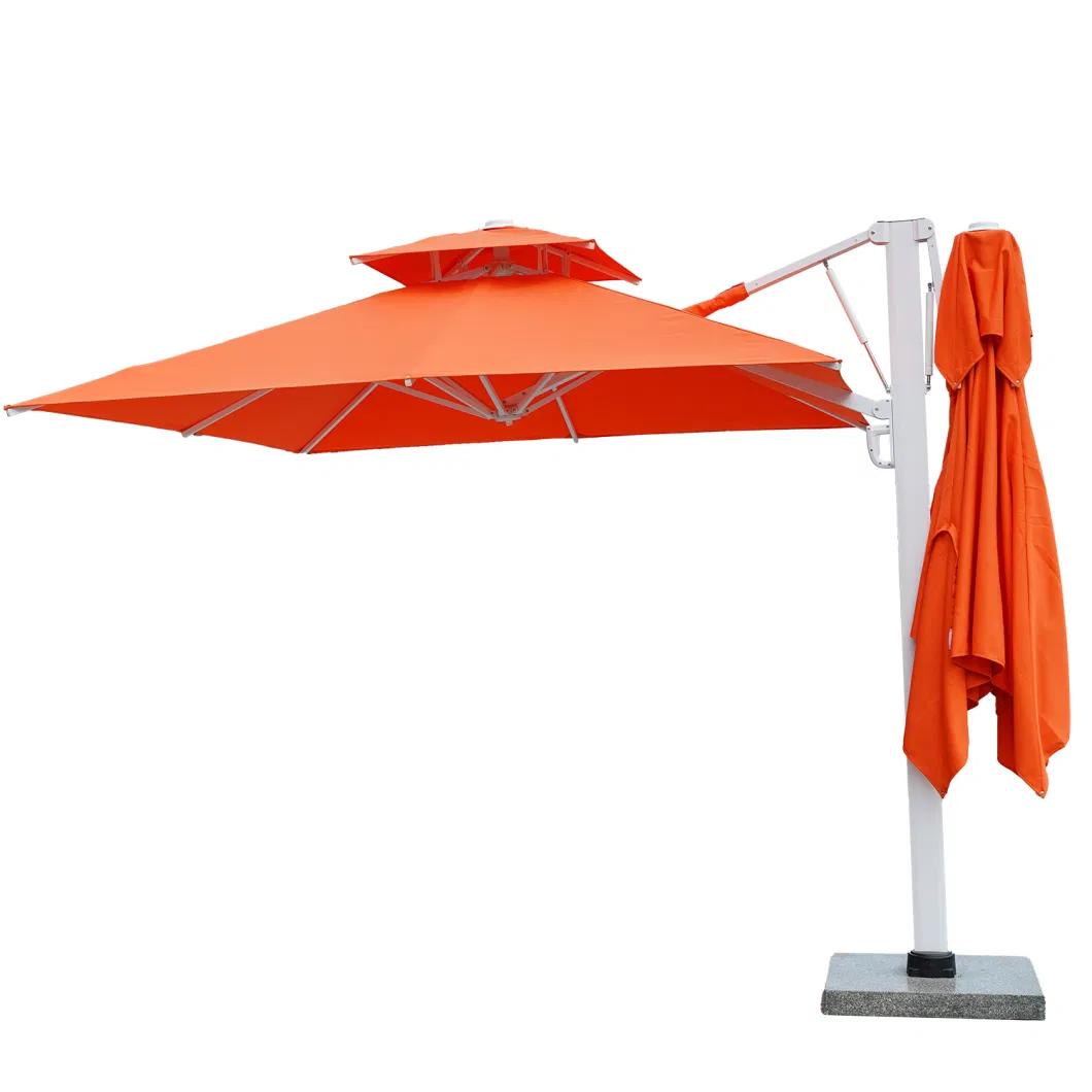 New Design High Quality Outdoor Garden Furniture Double Top Double Hydraulic Patio Beach Sun Umbrella